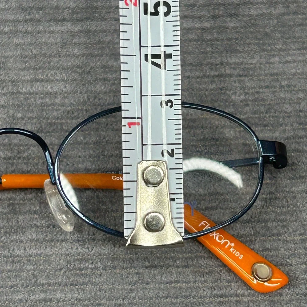 Flexon Kids Comet 424 Navy Blue Orange Y2k Eyeglass Frames 44-19-125 Oval Metal